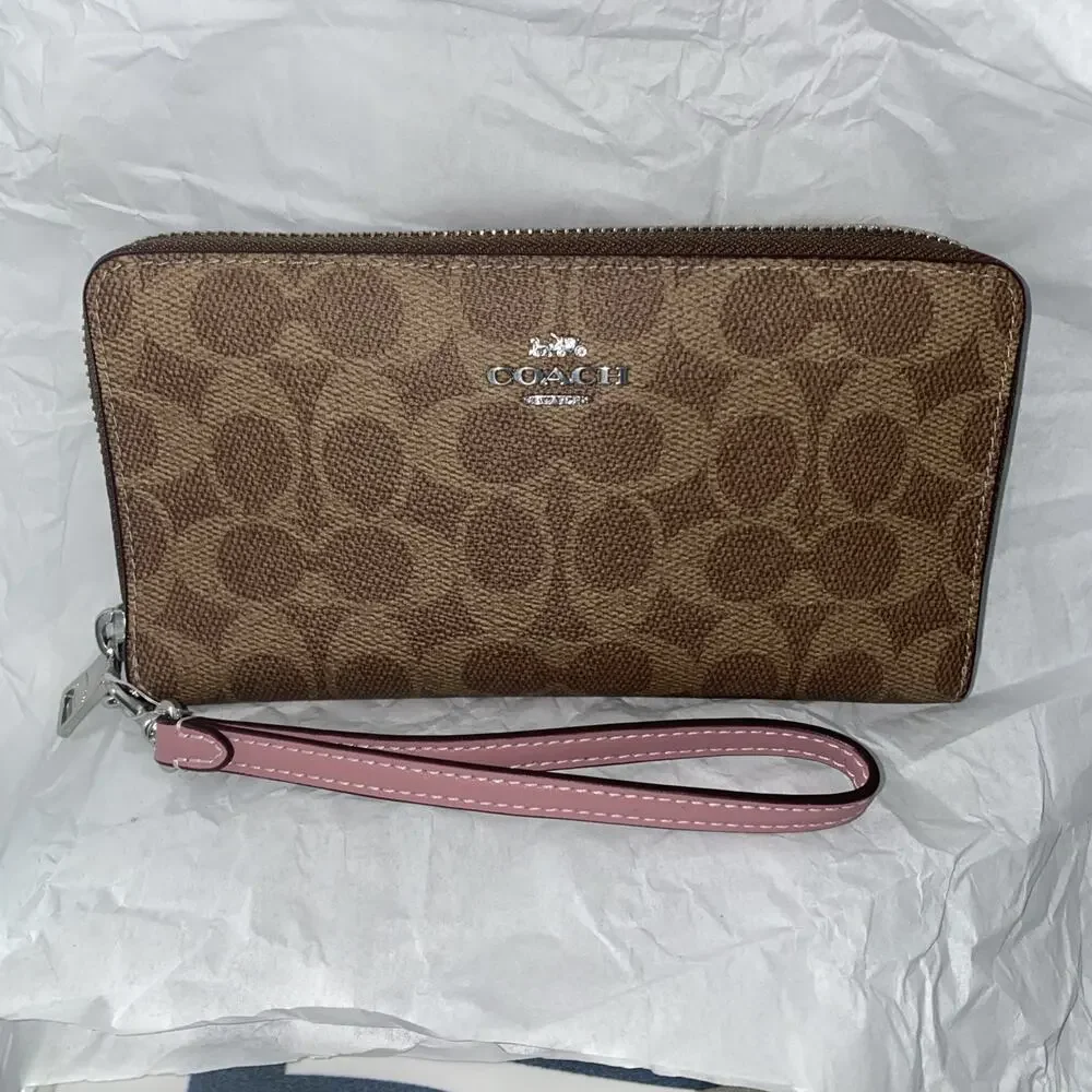 Coach Long Zip Around Wallet With Detachable Card Case In Signature Canvas